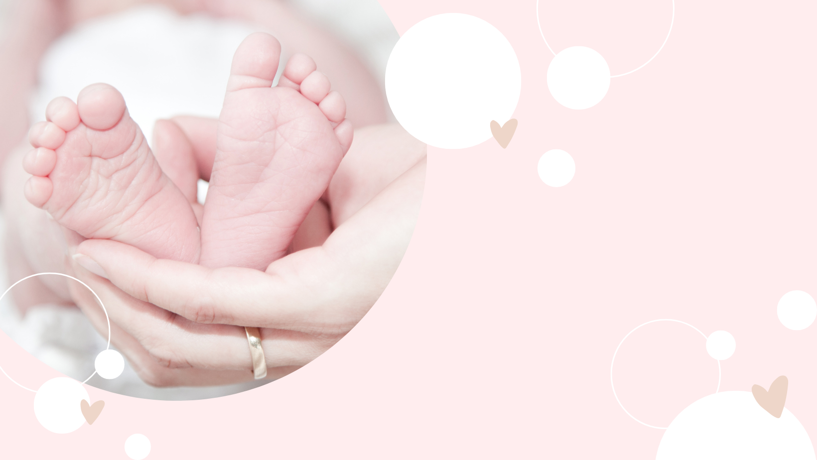 Baby Pink Circles & Hearts Baby Girl Announcement Facebook Post