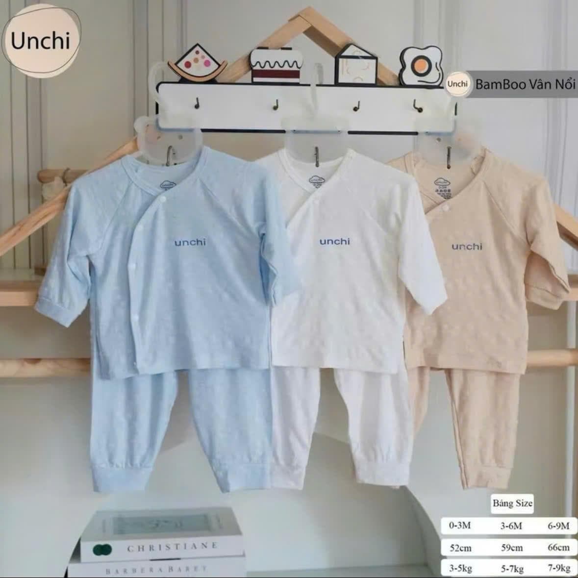 Bộ Quần Áo Sơ Sinh Unchi Vải Petit Bamboo Vân Nổi Mềm Mỏng Mát Cho Bé Sơ Sinh - ảnh 2