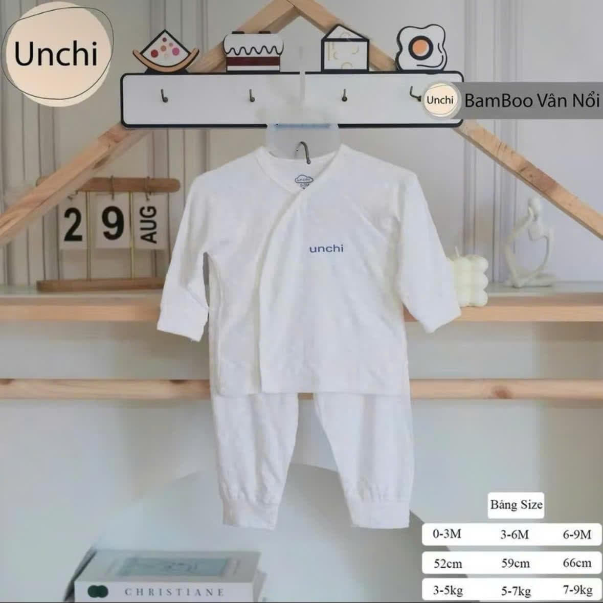 Bộ Quần Áo Sơ Sinh Unchi Vải Petit Bamboo Vân Nổi Mềm Mỏng Mát Cho Bé Sơ Sinh - ảnh 8