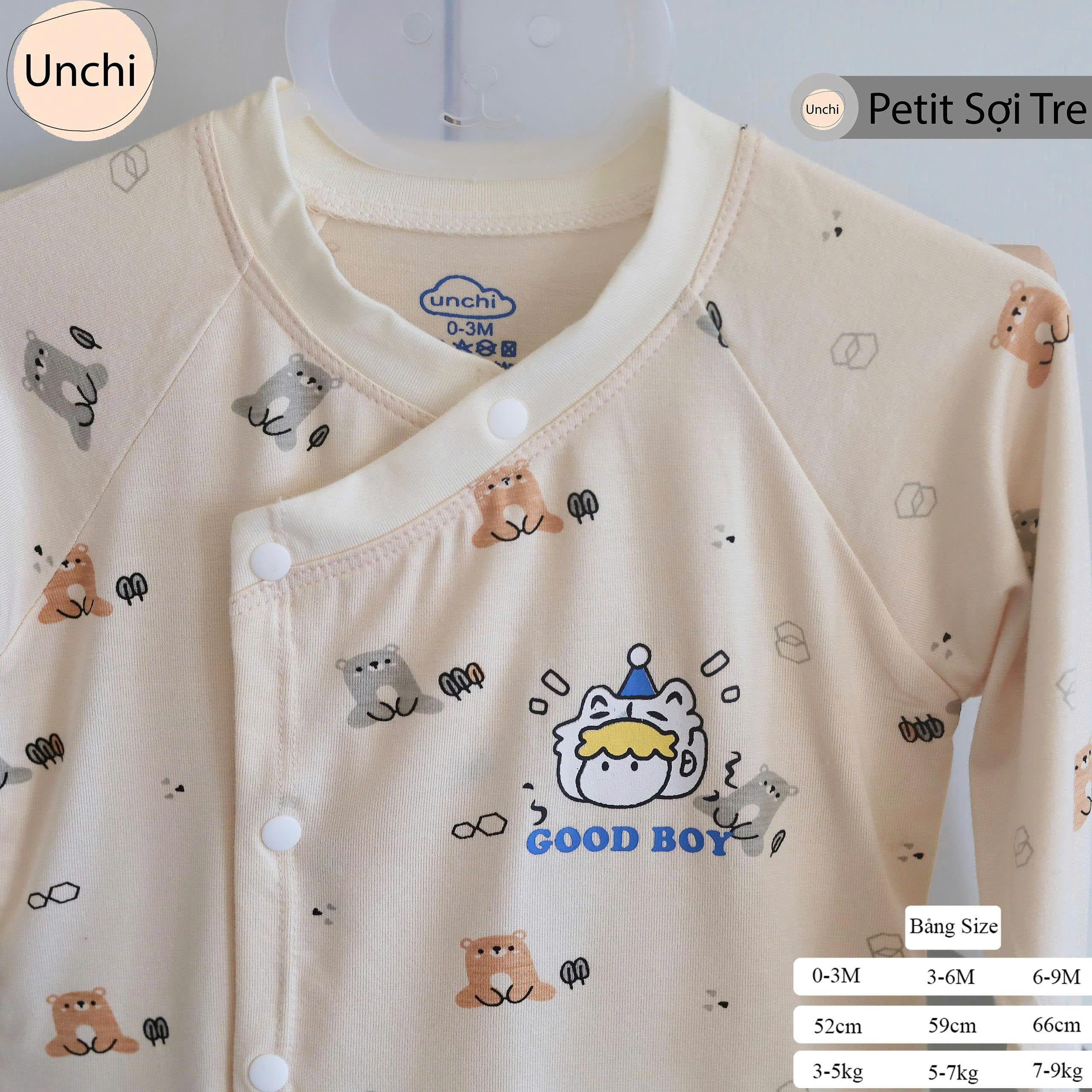 Bộ Dài Tay Nền Kem Chất Pettit Unchi Họa Tiết Xinh Mềm mại, siêu mát - ảnh 4
