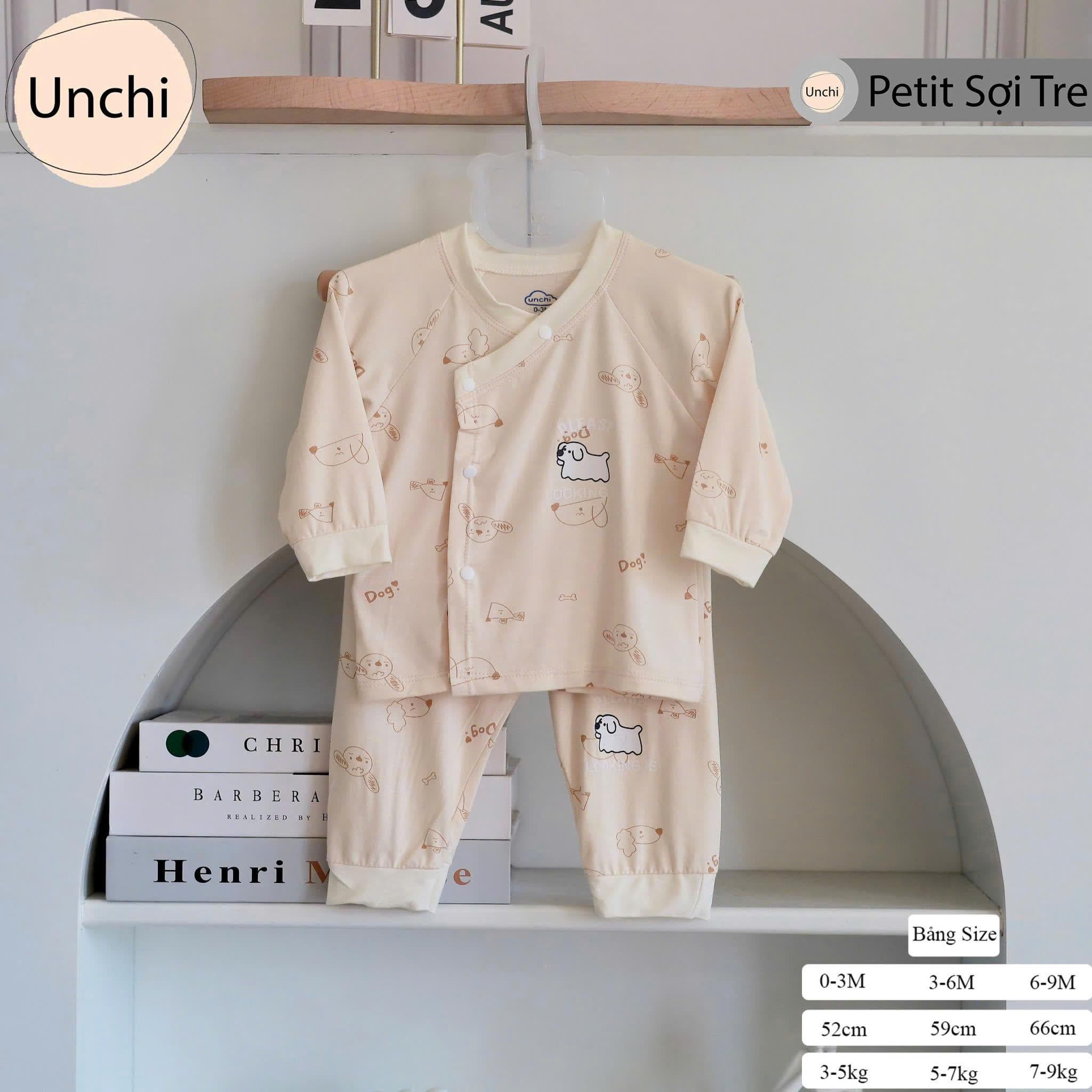 Bộ Dài Tay Nền Kem Chất Pettit Unchi Họa Tiết Xinh Mềm mại, siêu mát - ảnh 8