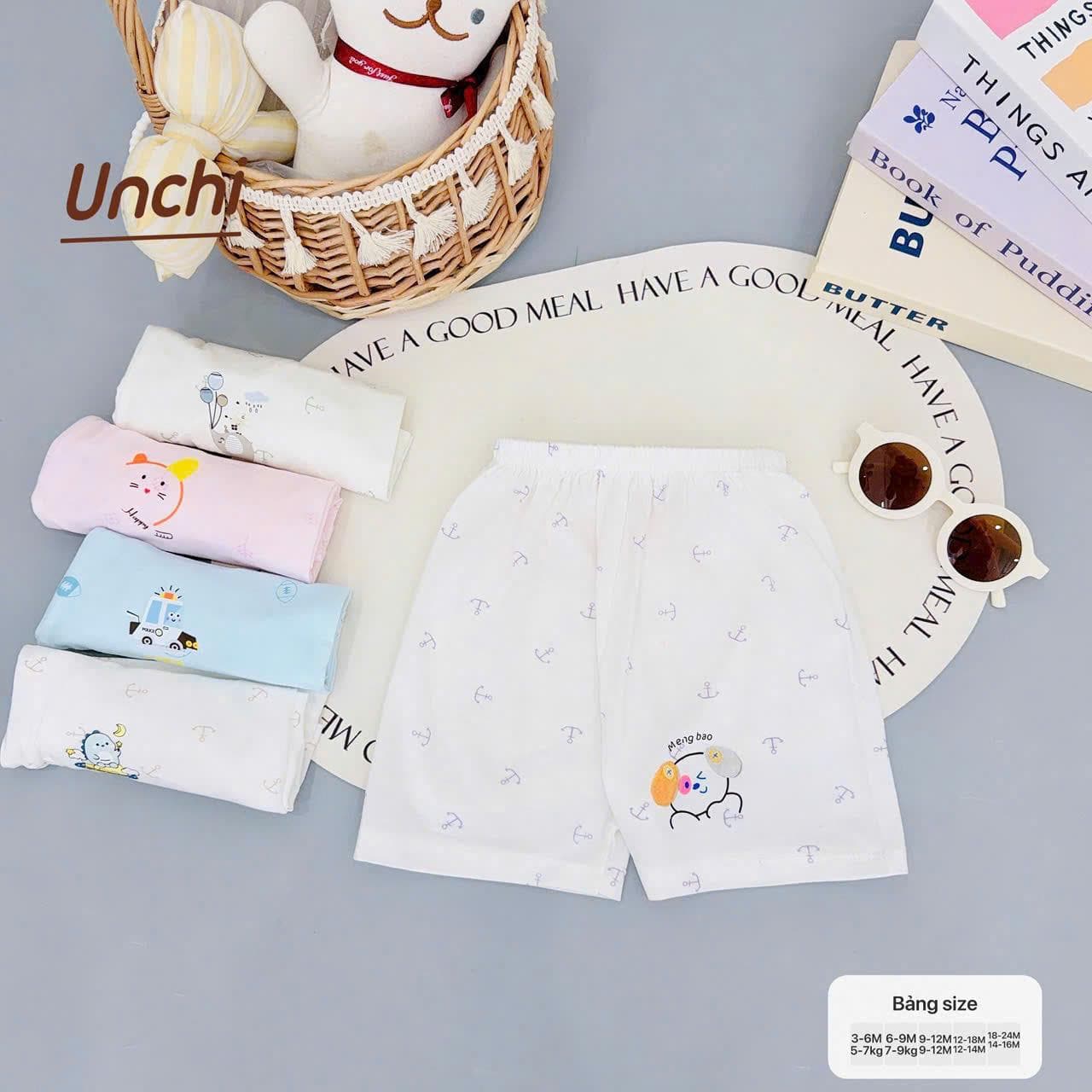 Combo 3 Quần Cộc Sơ Sinh Unchi Vải Pettit Mềm Mỏng Mát Cho Bé - ảnh 4