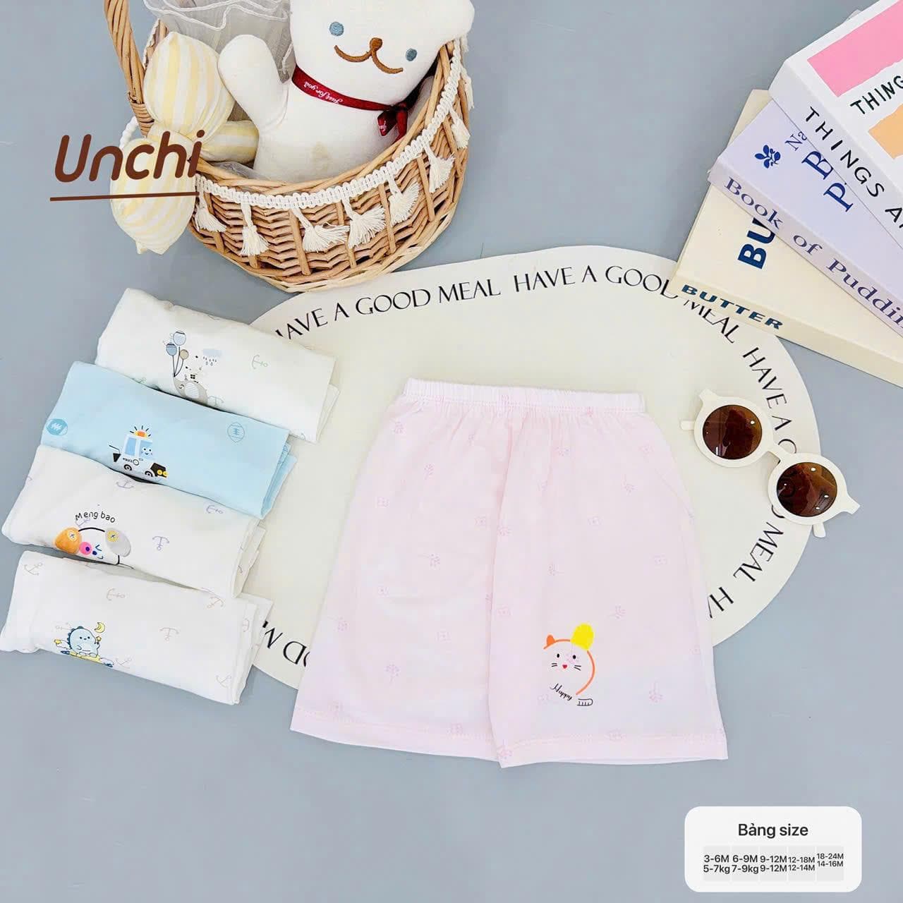 Combo 3 Quần Cộc Sơ Sinh Unchi Vải Pettit Mềm Mỏng Mát Cho Bé - ảnh 5