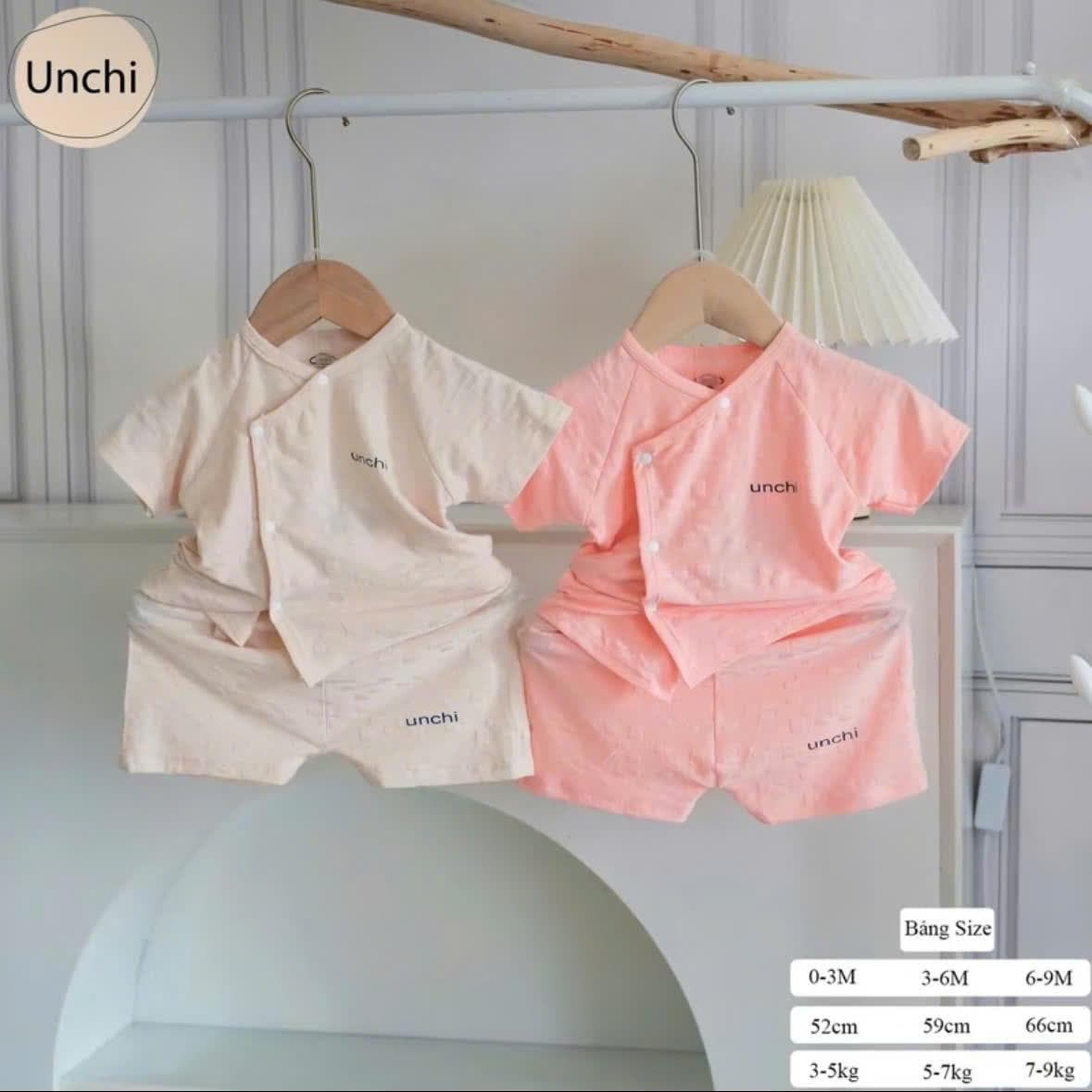 Bộ sơ sinh cộc tay Unchi vải petit bamboo vân nổi mềm mát cho bé sơ sinh - ảnh 6