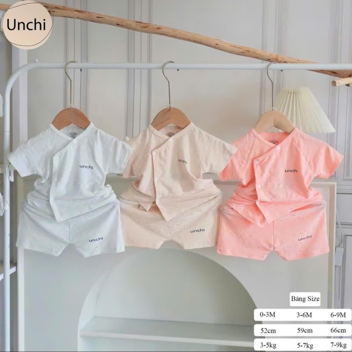 Bộ sơ sinh cộc tay Unchi vải petit bamboo vân nổi mềm mát cho bé sơ sinh - ảnh 7