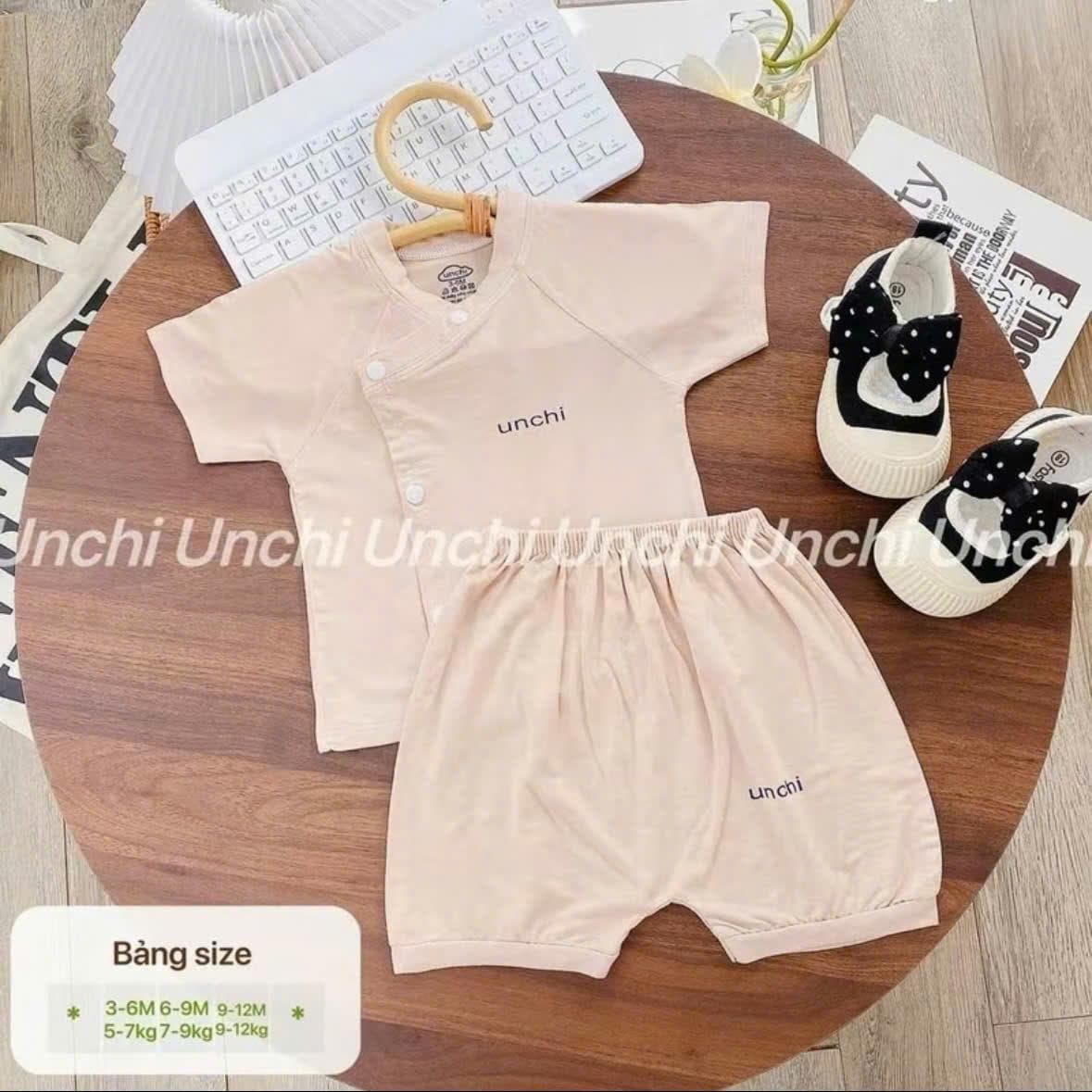 Bộ quần áo sơ sinh cộc tay Unchi vải petit mềm mịn mỏng mát cho bé - ảnh 4