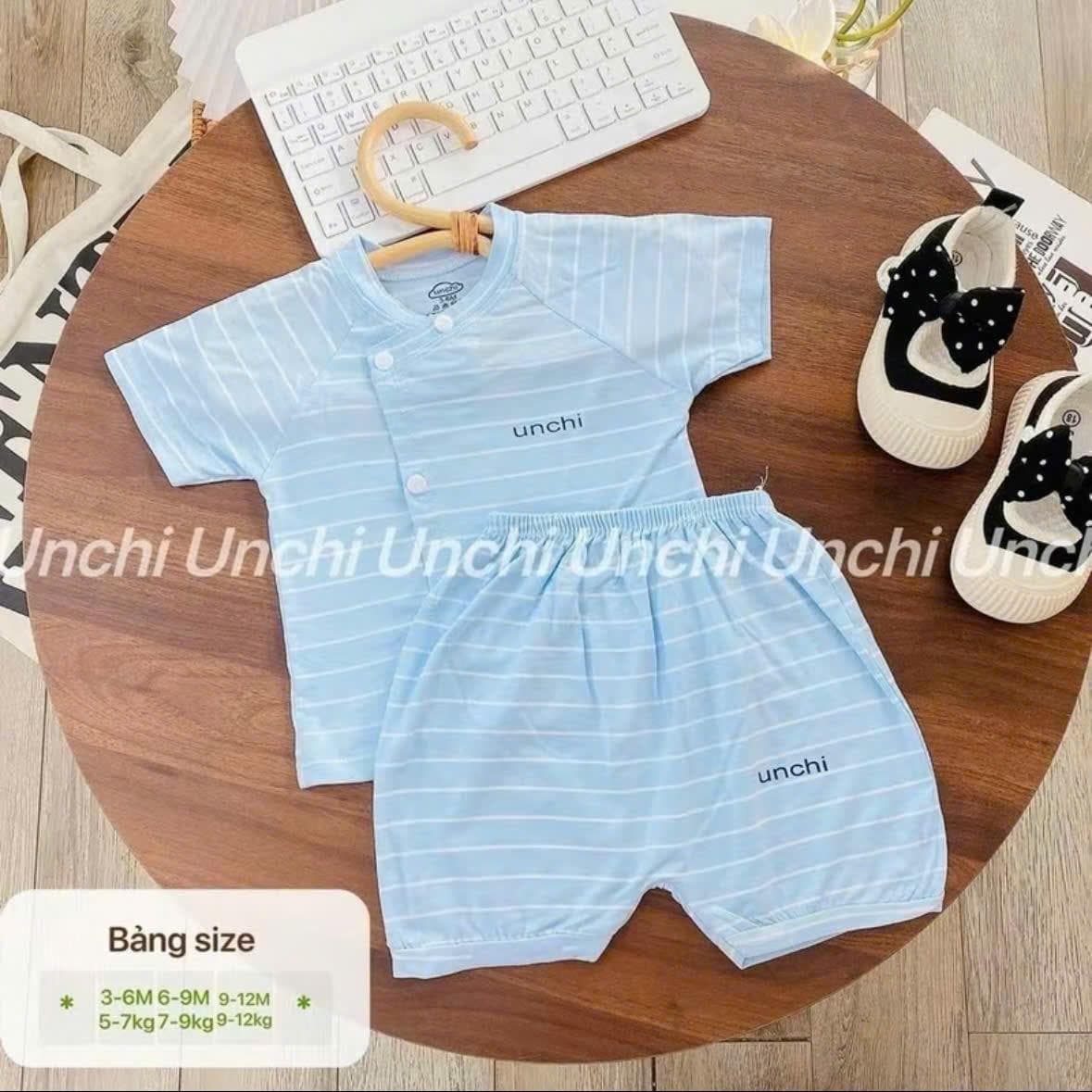 Bộ quần áo sơ sinh cộc tay Unchi vải petit mềm mịn mỏng mát cho bé - ảnh 7