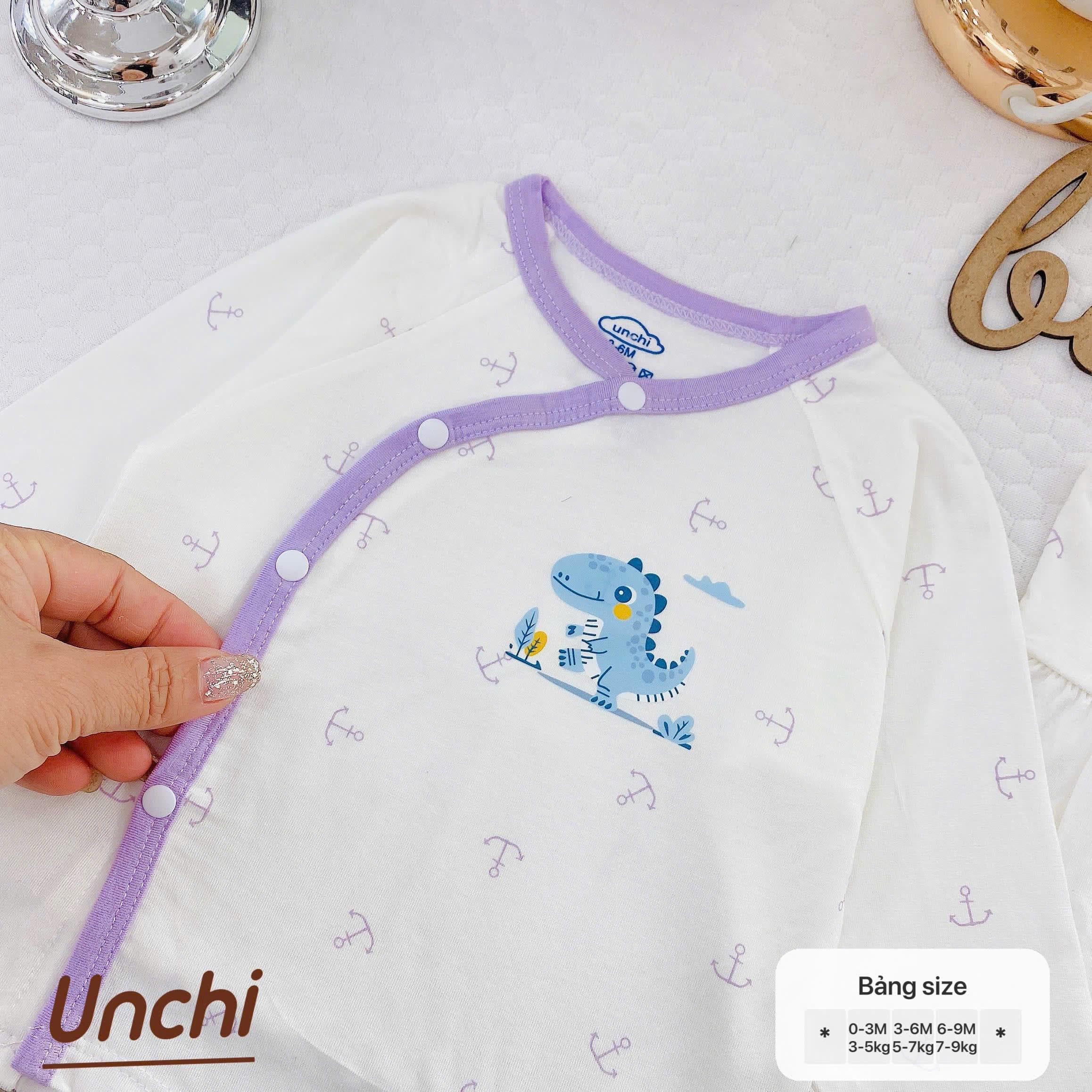 Bộ Quần Áo Dài Tay Pettit Unchi Cạp Cao mềm mịn màng co giãn cho bé sơ sinh 0-9 tháng - ảnh 3