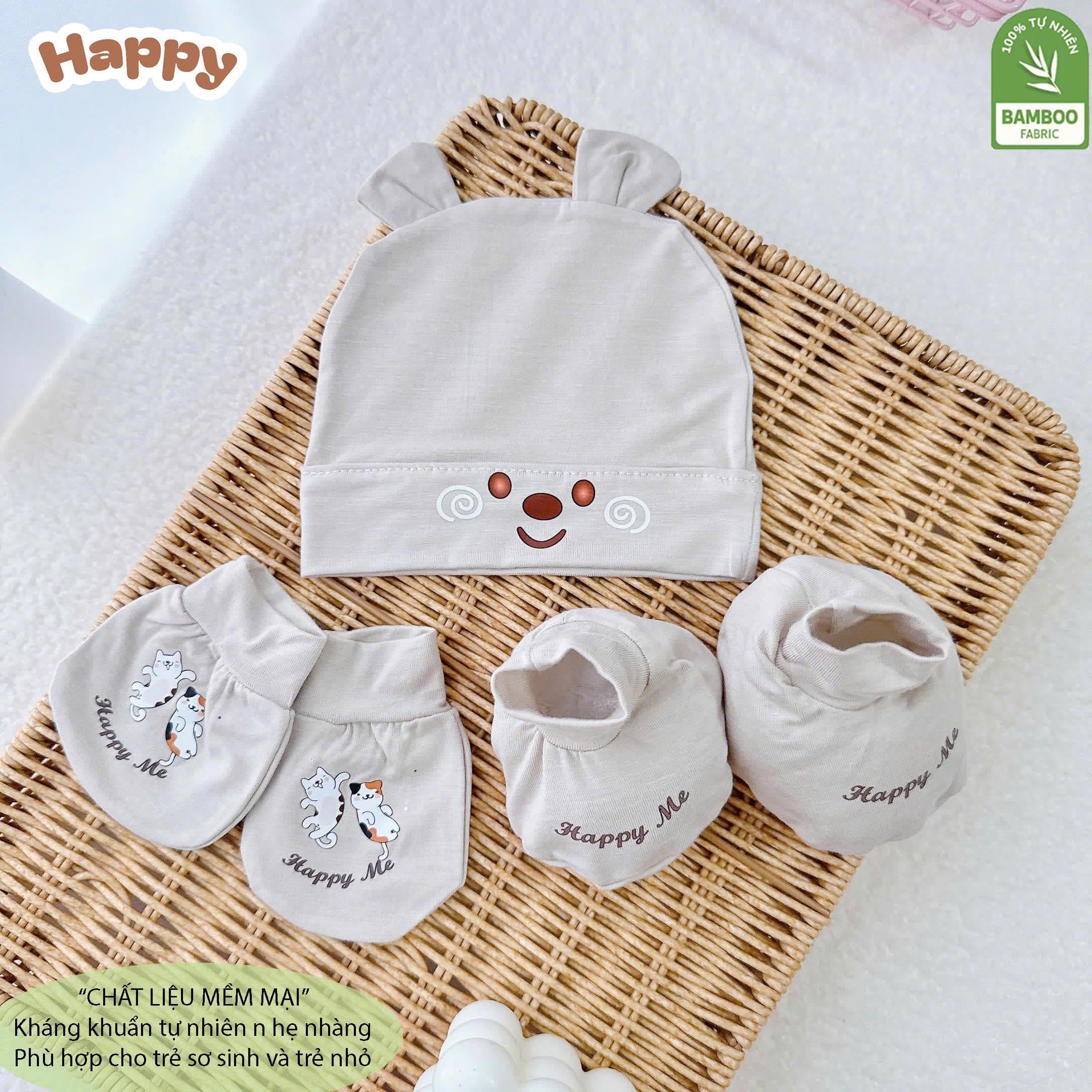 Sét Mũ Bao Tay Bao Chân Chất Liệu Pettit Bambo Cho Bé - ảnh 4