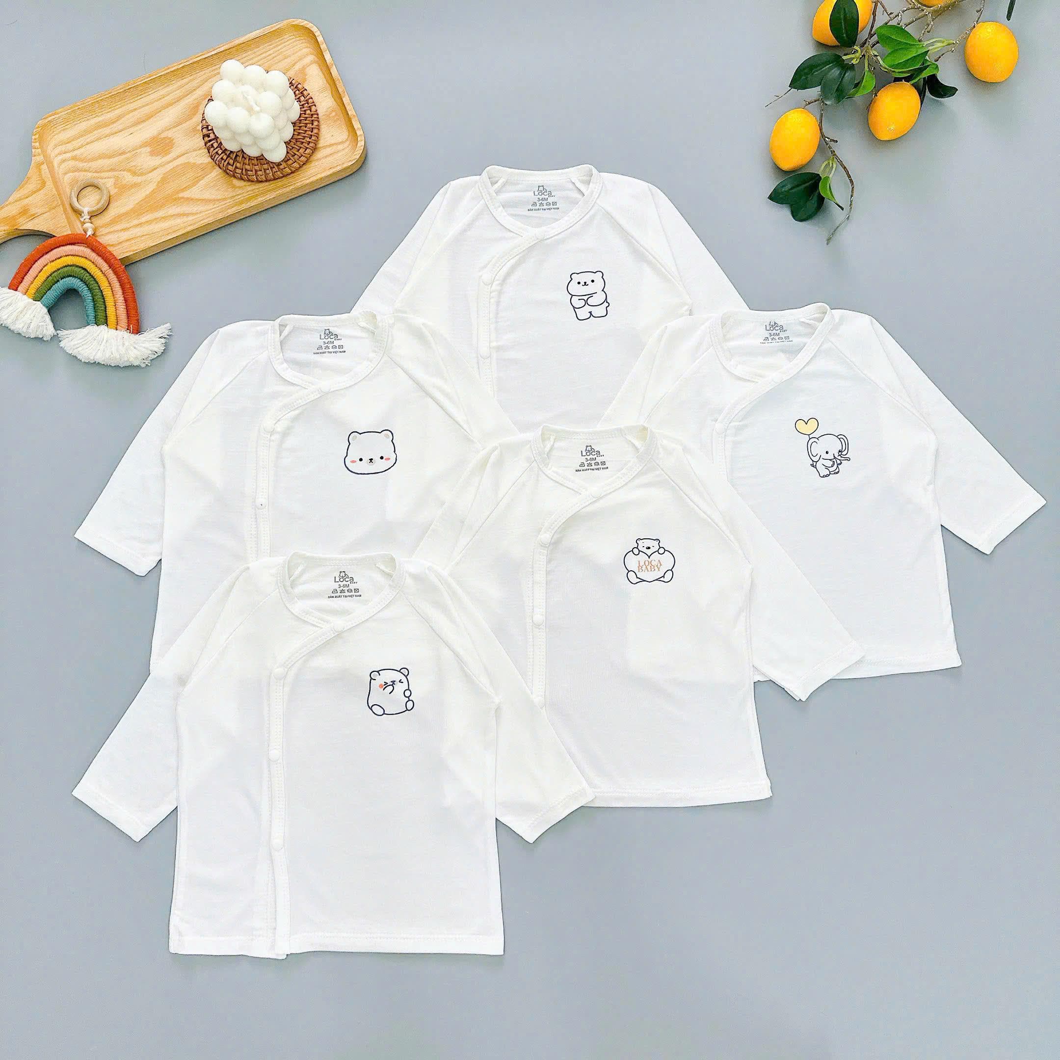 Combo 3-5 Áo Rời Dài Tay Cúc Bấm Nền Trắng