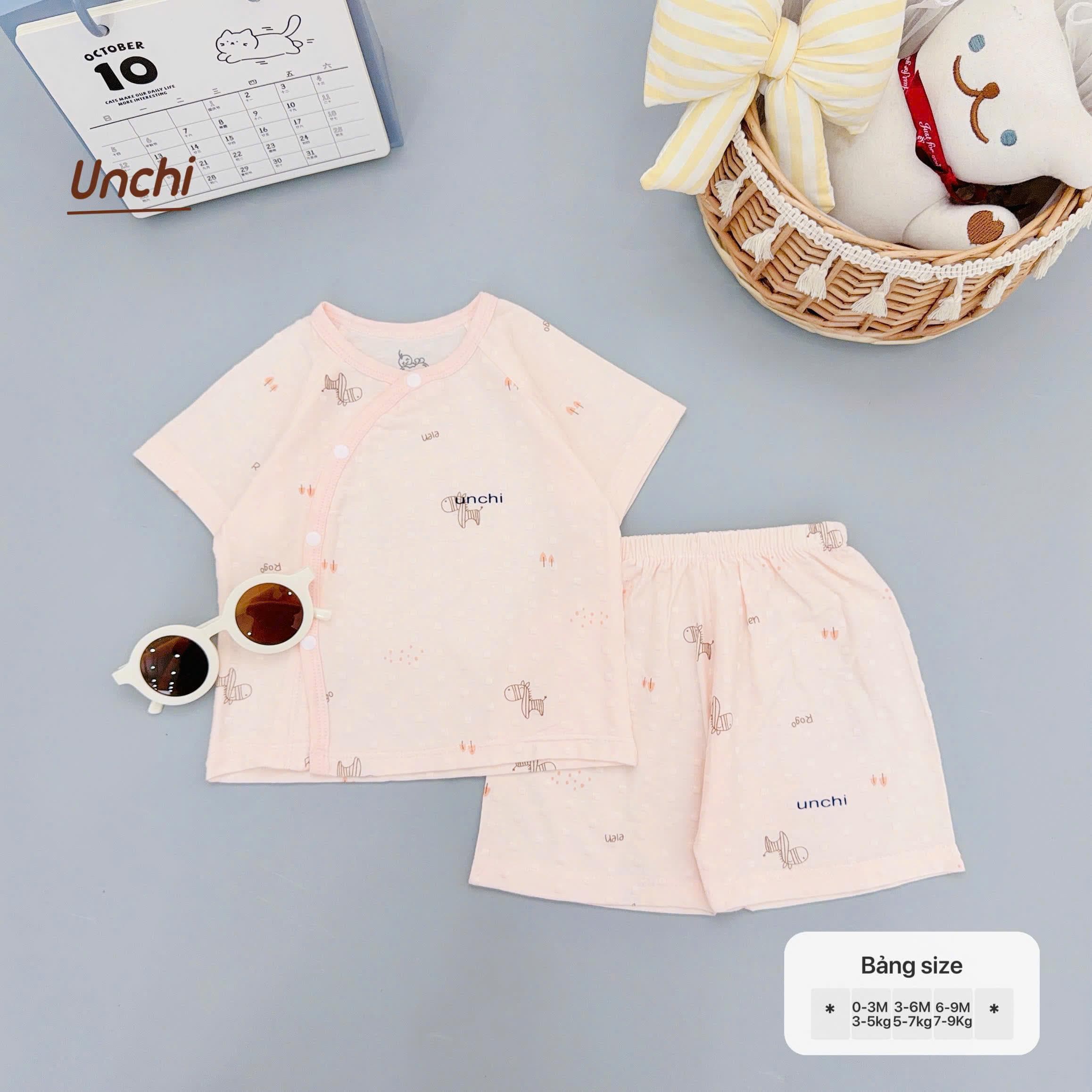 Bộ Cộc Tay Unchi Vân Nổi Hoạ Tiết Xinh, Mềm mỏng thoáng mát - ảnh 6