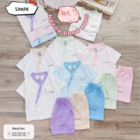 UC1 Bộ cộc tay Unchi Viền Cổ chất liệu pettit bambo cho bé 3-9kg - Ảnh chính