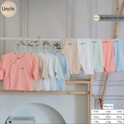 UD4 Bộ Dài Tay Unchi chất liệu Pettit Bambo thông hơi cho bé 3-9kg - Ảnh 2