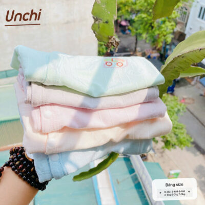 UC5 Bộ Cộc tay thông hơi Unchi chất liệu pettit thông hơi bambo cho bé 3-9kg - Ảnh 2