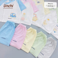 UC6 Bộ Cộc Tay Unchi Phối màu chất liệu pettit bambo cho bé 3-9kg - Ảnh chính