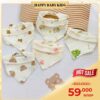 Set 5 Yếm Xô Muslin Cao Cấp Có Cúc Bấm