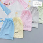 UC6 Bộ Cộc Tay Unchi Phối màu chất liệu pettit bambo cho bé 3-9kg - Ảnh 6