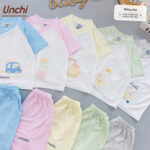 UC6 Bộ Cộc Tay Unchi Phối màu chất liệu pettit bambo cho bé 3-9kg - Ảnh 8