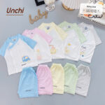 UC6 Bộ Cộc Tay Unchi Phối màu chất liệu pettit bambo cho bé 3-9kg - Ảnh 9