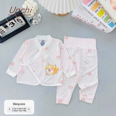 UD7 Bộ dài tay Unchi cạp cao dáng kimono cho bé 3-9kg - Ảnh chính