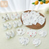 Set mũ, bao tay, bao chân – trắng họa tiết