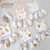 Set Mũ – Bao Tay – Bao Chân Xô Muslin Họa Tiết Cho Bé Sơ Sinh