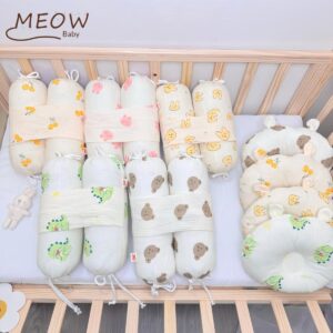 Bộ Chêm Kèm Gối Lõm – Ruột Bông Siêu Mềm, Chống Giật Mình Cho Bé