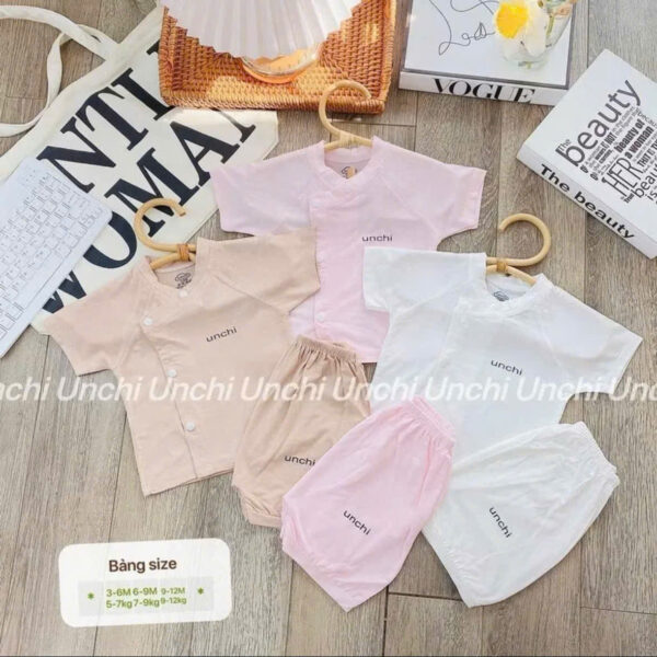 UC3 Bộ Cộc Tay sơ sinh Unchi chất liệu pettit bambo cho bé 3-9kg - Ảnh 4