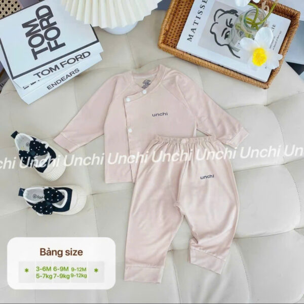 UD3 Bộ Dài Tay sơ sinh Unchi chất liệu pettit bambo cho bé 3-9kg - Ảnh 5