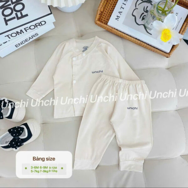 UD3 Bộ Dài Tay sơ sinh Unchi chất liệu pettit bambo cho bé 3-9kg - Ảnh 9