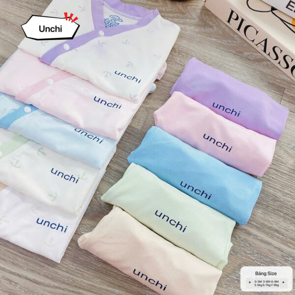 UC1 Bộ cộc tay Unchi Viền Cổ chất liệu pettit bambo cho bé 3-9kg - Ảnh 14