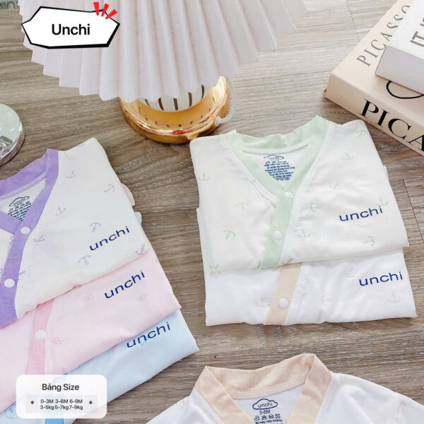 UC1 Bộ cộc tay Unchi Viền Cổ chất liệu pettit bambo cho bé 3-9kg - Ảnh 16