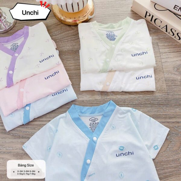 UC1 Bộ cộc tay Unchi Viền Cổ chất liệu pettit bambo cho bé 3-9kg - Ảnh 18