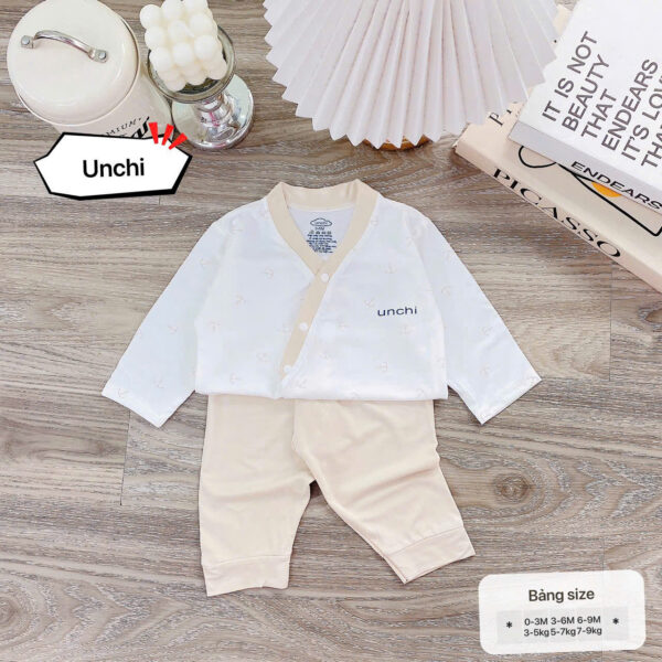 UD1 Bộ cộc tay Unchi Viền Cổ chất liệu pettit bambo cho bé 3-9kg - Ảnh 11