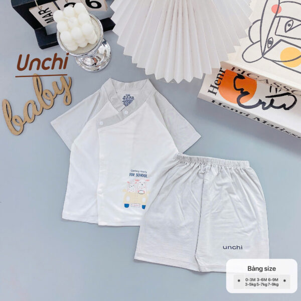 UC6 Bộ Cộc Tay Unchi Phối màu chất liệu pettit bambo cho bé 3-9kg - Ảnh 11