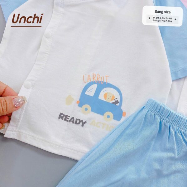 UC6 Bộ Cộc Tay Unchi Phối màu chất liệu pettit bambo cho bé 3-9kg - Ảnh 12