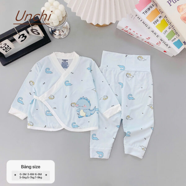 UD7 Bộ dài tay Unchi cạp cao dáng kimono cho bé 3-9kg - Ảnh 8
