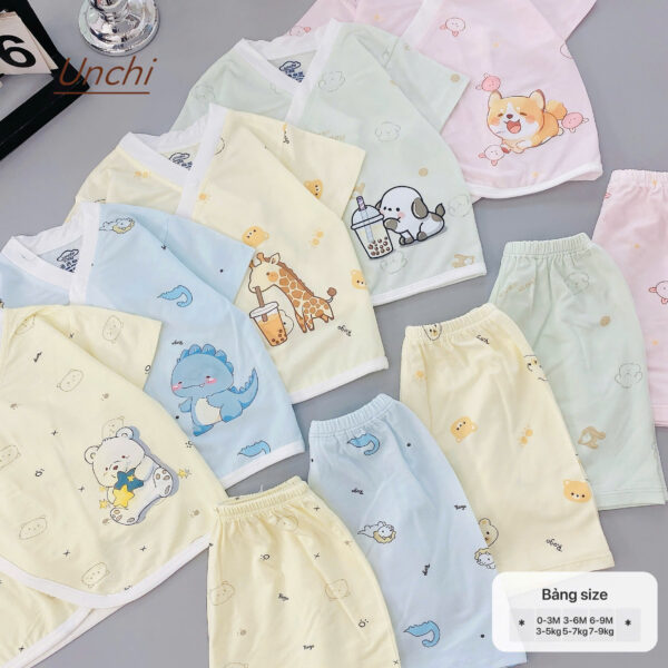 UC8 Bộ Cộc tay Unchi cạp cao dáng kimono cho bé 3-9kg - Ảnh 4