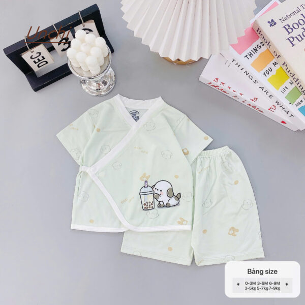 UC8 Bộ Cộc tay Unchi cạp cao dáng kimono cho bé 3-9kg - Ảnh 7