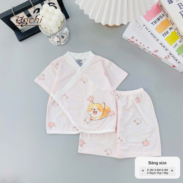 UC8 Bộ Cộc tay Unchi cạp cao dáng kimono cho bé 3-9kg - Ảnh 8