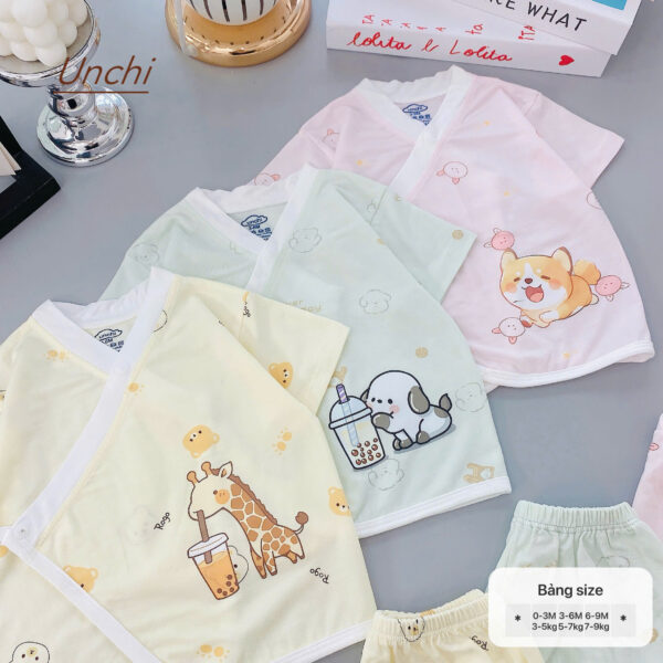 UC8 Bộ Cộc tay Unchi cạp cao dáng kimono cho bé 3-9kg - Ảnh 9