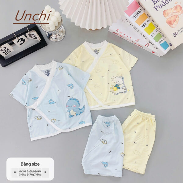 UC8 Bộ Cộc tay Unchi cạp cao dáng kimono cho bé 3-9kg - Ảnh 10