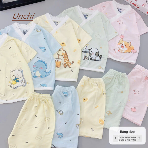 UC8 Bộ Cộc tay Unchi cạp cao dáng kimono cho bé 3-9kg - Ảnh 11