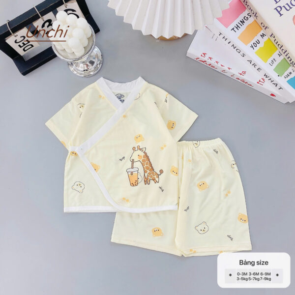 UC8 Bộ Cộc tay Unchi cạp cao dáng kimono cho bé 3-9kg - Ảnh 12